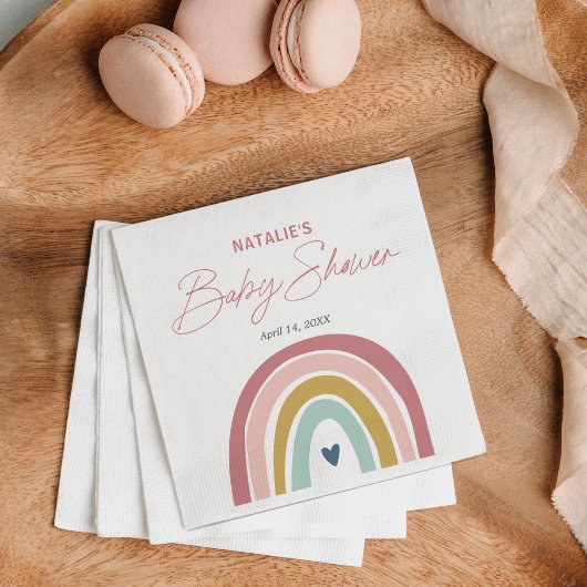 Rainbow Boho Roze Blauw Baby shower Servet