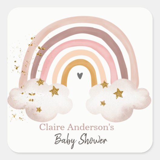 Rainbow Boho Sticker Pastel Rainbow Baby shower (Voorkant)