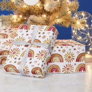 Rainbow Boho Verjaardag Baby shower Genderneutraal Cadeaupapier