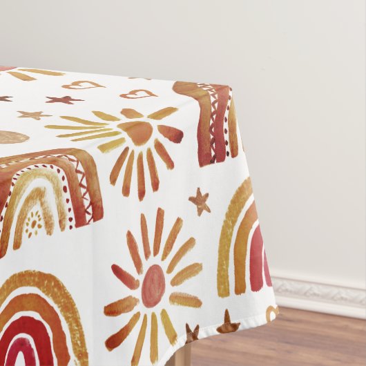 Rainbow Boho Verjaardag Baby shower Genderneutraal Tafelkleed (Voorbeeld)