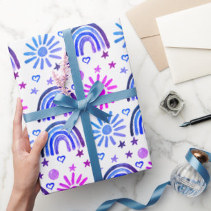 Rainbow Boho Verjaardag Baby shower Meisje Cadeaupapier