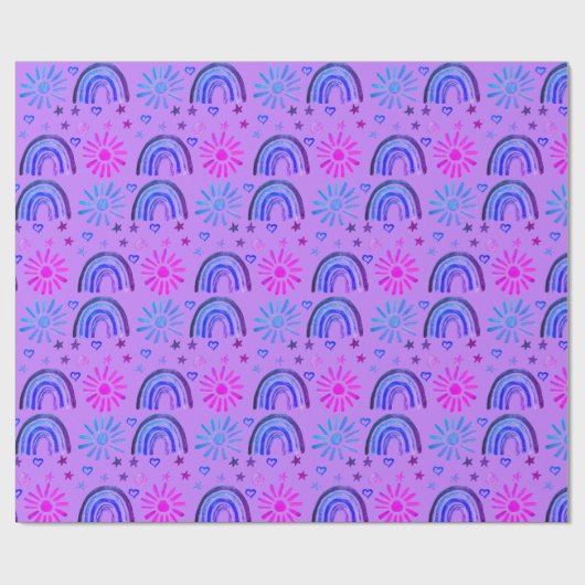 Rainbow Boho Verjaardag Baby shower Meisje Cadeaupapier (Vlak)