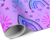 Rainbow Boho Verjaardag Baby shower Meisje Cadeaupapier (Rol Hoek)