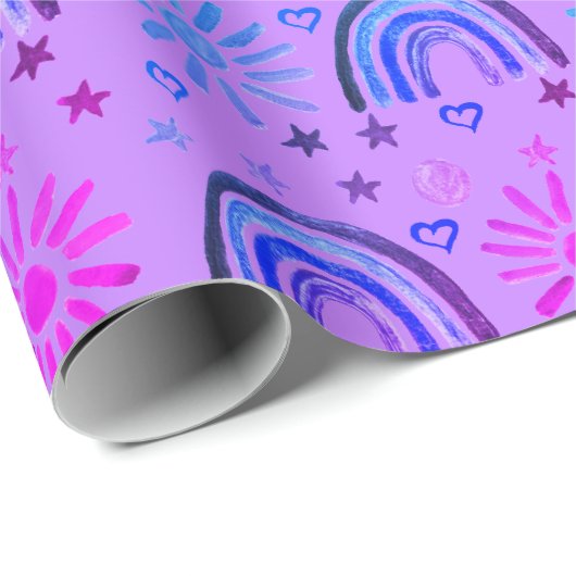 Rainbow Boho Verjaardag Baby shower Meisje Cadeaupapier (Rol Hoek)