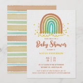 Rainbow Boho Waterverf Baby shower Kaart (Voorkant / Achterkant)