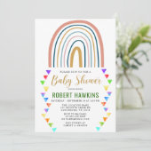 Rainbow Boho Waterverf Baby shower Kaart (Staand voorkant)