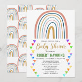 Rainbow Boho Waterverf Baby shower Kaart (Voorkant / Achterkant)
