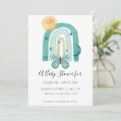 Rainbow Boho Waterverf Modern Blauwgroen Blue Sun Kaart (Staand voorkant)
