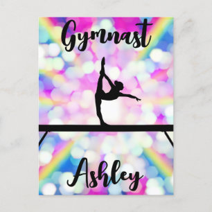 Rainbow Bokeh Blast Gymnastics Beam Personalized Briefkaart