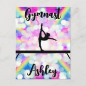 Rainbow Bokeh Blast Gymnastics Beam Personalized Briefkaart (Voorkant)