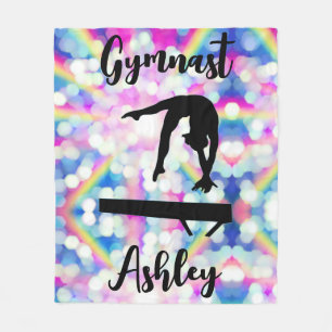 Rainbow Bokeh Blast Gymnastics Beam Personalized Fleece Deken