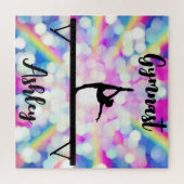 Rainbow Bokeh Blast Gymnastics Beam Personalized Legpuzzel (Horizontaal)