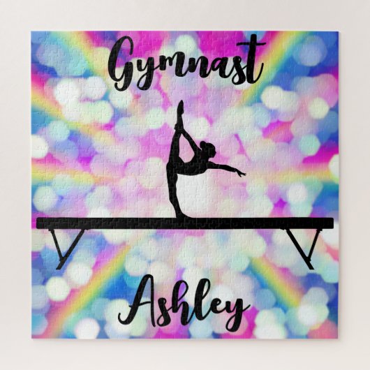 Rainbow Bokeh Blast Gymnastics Beam Personalized Legpuzzel (Verticaal)