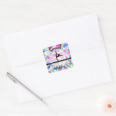 Rainbow Bokeh Blast Gymnastics Beam Personalized Vierkante Sticker (Envelop)