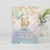 Rainbow Bokeh Gold Confetti en Sparkle Folie 16 Kaart (Staand voorkant)