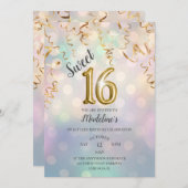 Rainbow Bokeh Gold Confetti en Sparkle Folie 16 Kaart (Voorkant / Achterkant)