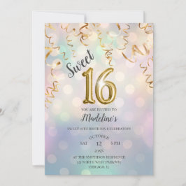 Rainbow Bokeh Gold Confetti en Sparkle Folie 16 Kaart
