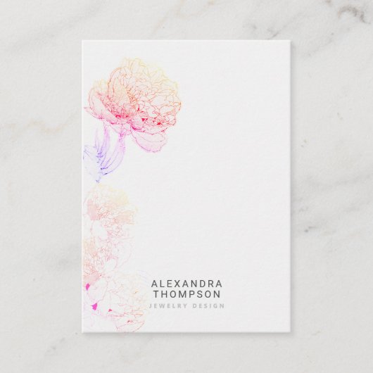 Rainbow Bold Peonies Bloemschets Sieraden Display Visitekaartje (Voorkant)