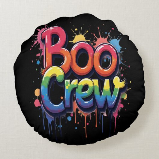 Rainbow BOO CREW Rond Kussen (Achterkant)