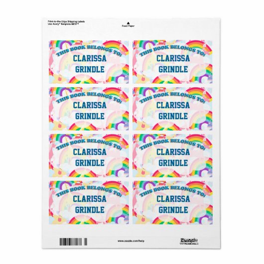 Rainbow Book Labels (Full Sheet)