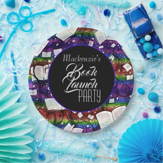 Rainbow Book lanceringsfeest Papieren Bordje (Feest)