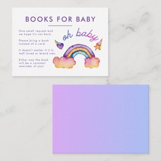 Rainbow Book Request Baby shower Informatiekaartje (Voorkant / Achterkant)