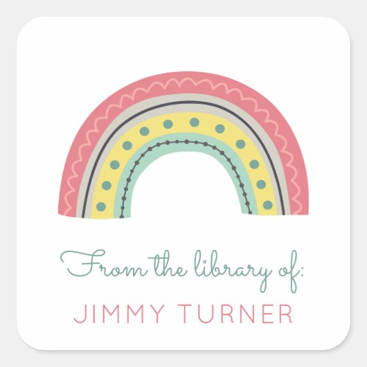 Rainbow Bookplate uit de bibliotheek van Vierkante Sticker (Voorkant)