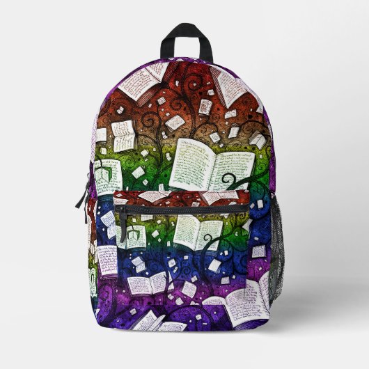 Rainbow Books Achtergrond Bedrukte Rugzak (Voorkant)