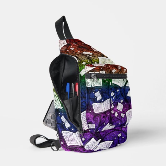 Rainbow Books Achtergrond Sling Bag (Open)