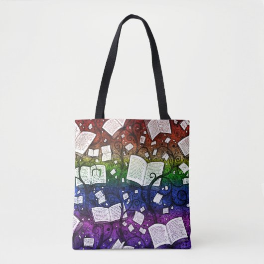 Rainbow Books Achtergrond Tote Bag (Voorkant)