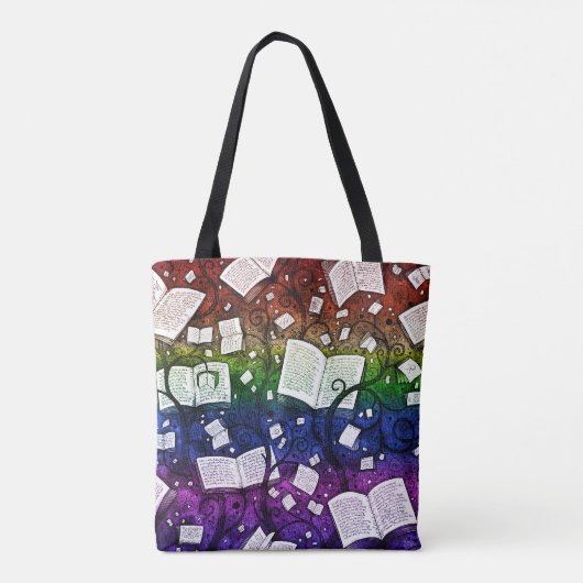 Rainbow Books Achtergrond Tote Bag (Achterkant)
