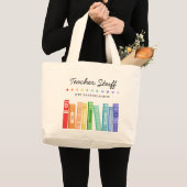 Rainbow Books Kindergarten Teacher Custom Grote Tote Bag (Voorkant (product))
