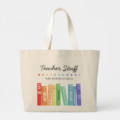Rainbow Books Kindergarten Teacher Custom Grote Tote Bag (Achterkant)