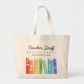 Rainbow Books Kindergarten Teacher Custom Grote Tote Bag (Voorkant)