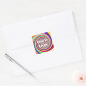 Rainbow Born to Boogie psychedelic snoep swirl Vierkante Sticker (Envelop)