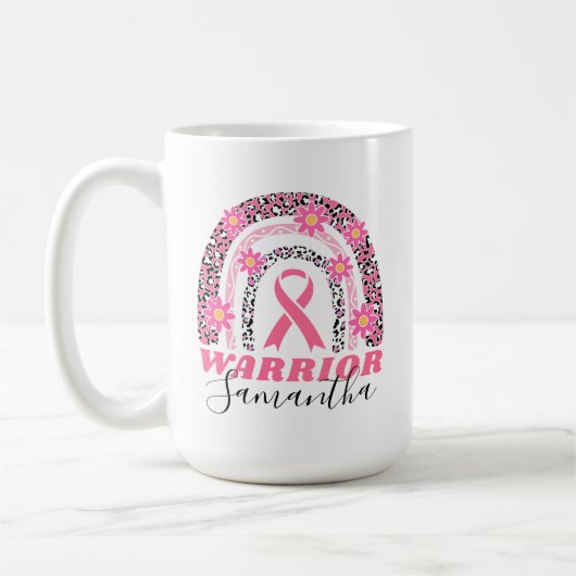 Rainbow Borstkanker Warrior met naam Koffiemok (Links)