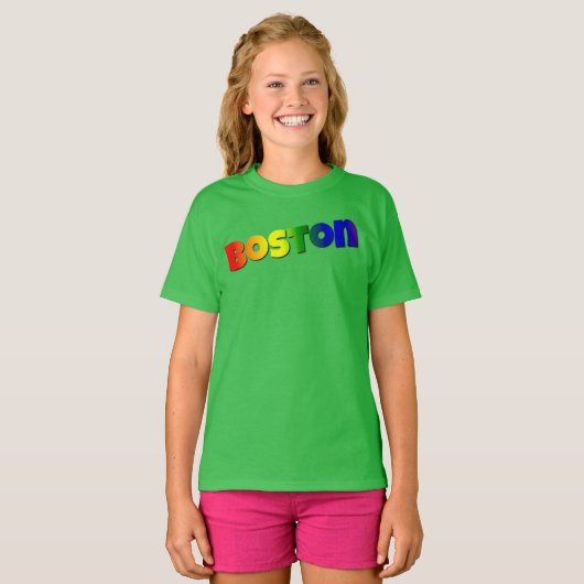 Rainbow Boston Font T-shirt (Voorkant volledig)