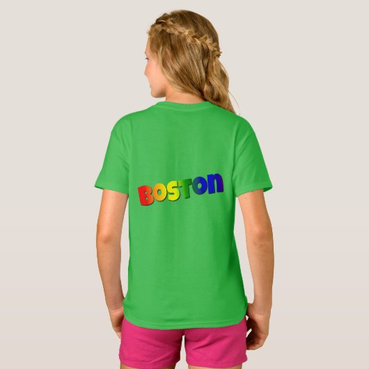 Rainbow Boston Font T-shirt (Achterkant volledig)