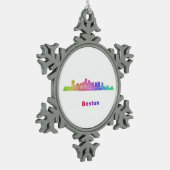 Rainbow Boston skyline Tin Sneeuwvlok Ornament (Links)