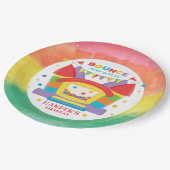 Rainbow Bounce House Birthday Party Papieren Bordje (Gekanteld)