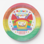 Rainbow Bounce House Birthday Party Papieren Bordje (Voorkant)