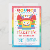 Rainbow Bounce House Birthday Party Uitnodiging (Voorkant)