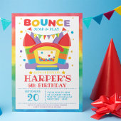 Rainbow Bounce House Birthday Party Uitnodiging