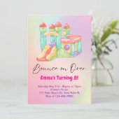 Rainbow Bounce House Party uitnodiging (Staand voorkant)