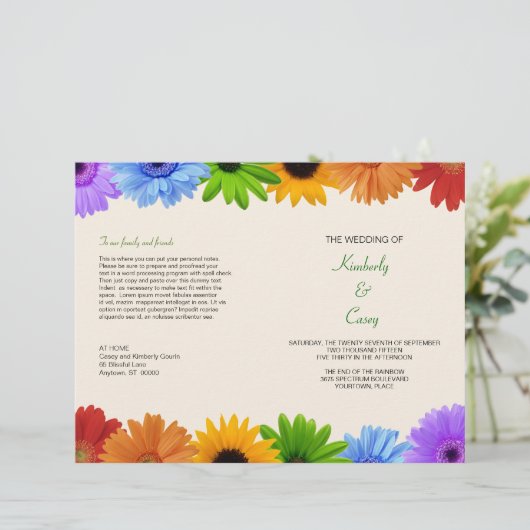Rainbow Bouquet Wedding Programme (Staand voorkant)