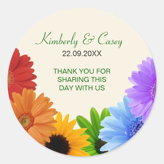 Rainbow Bouquet Wedding Ronde Sticker (Voorkant)