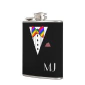 Rainbow Bow Stropdas Black Tuxedo Monogrammen Heupfles (Links)