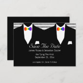 Rainbow Bow Stropdas Gay bewaar de datum van het h Save The Date (Voorkant / Achterkant)