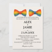 Rainbow Bow Stropdas LGBT Gay Wedding Invitation Kaart (Voorkant)