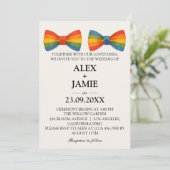 Rainbow Bow Stropdas LGBT Gay Wedding Invitation Kaart (Staand voorkant)